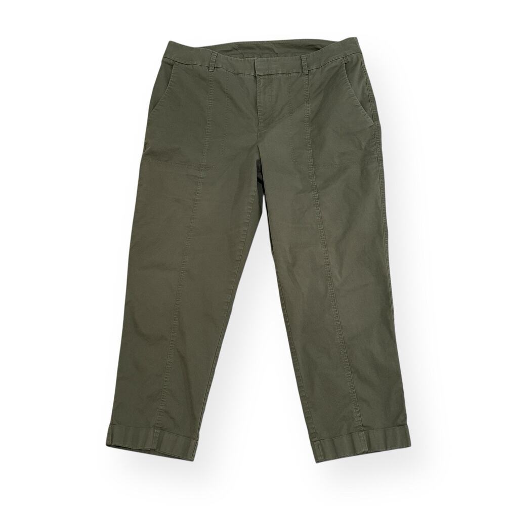 Chicos Pants Womens 3 US 16 Army Green High Rise Tapered Cuffed Stretch Cotton